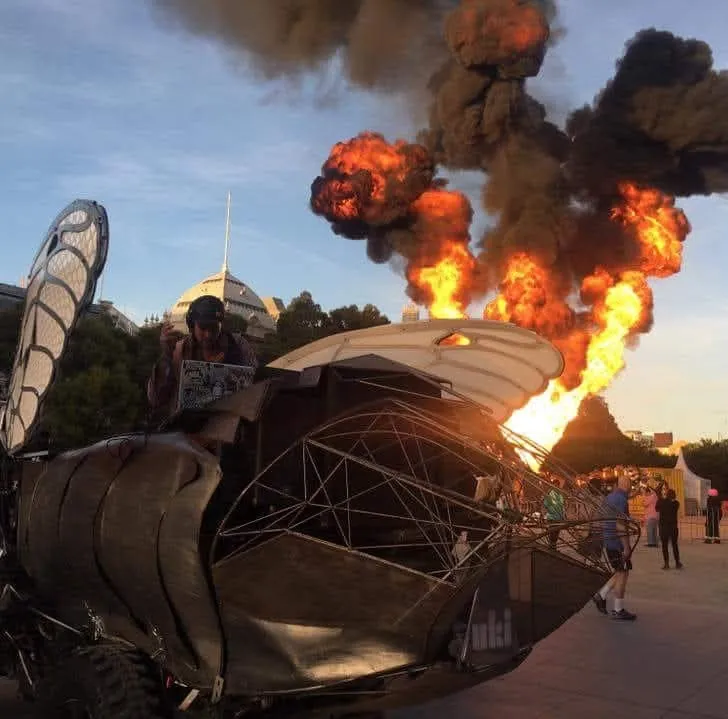 Festival performance with fire